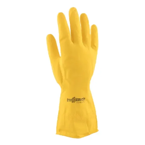 REBEL Tru Touch Yellow Rubber Household Gloves - Large